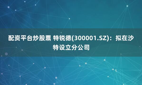 配资平台炒股票 特锐德(300001.SZ)：拟在沙特设立分公司
